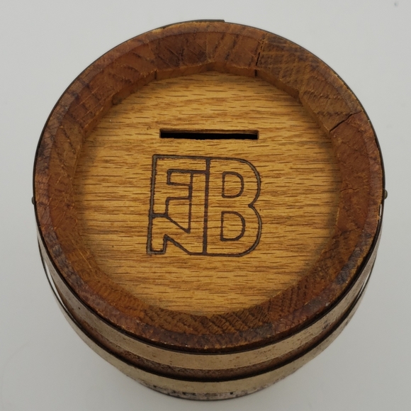 First National Bank of Nevada Barrel Coin Bank - Picture 2 of 4